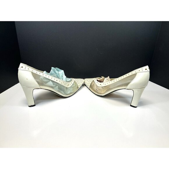 J Renee Joy Pumps Womens Sz 10 N Narrow Fabric Beads Uppers Sequins Off White - Picture 14 of 16